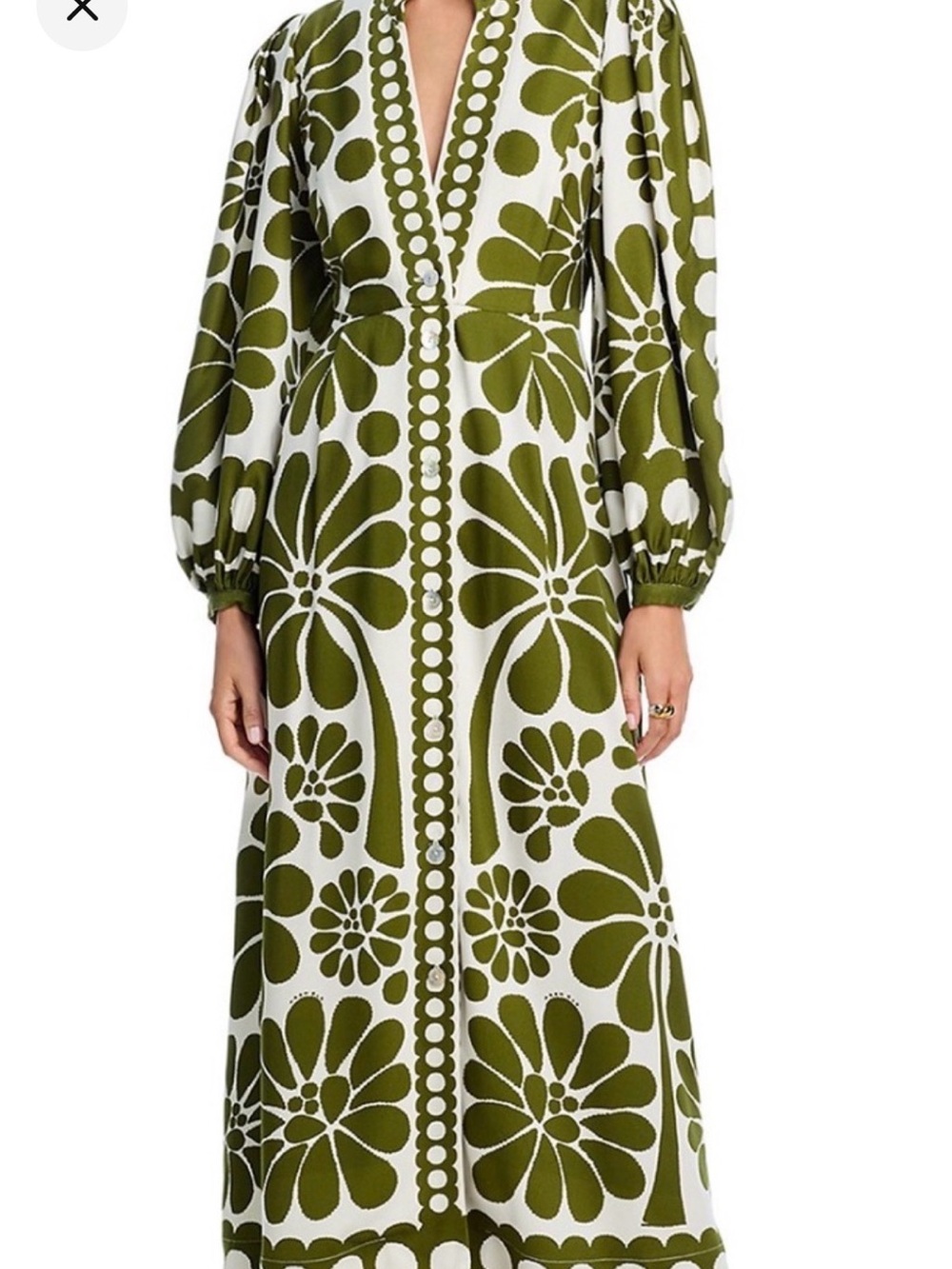 FARM Rio Olive & White Floral V-Neck Maxi Dress - Picture 3 of 9